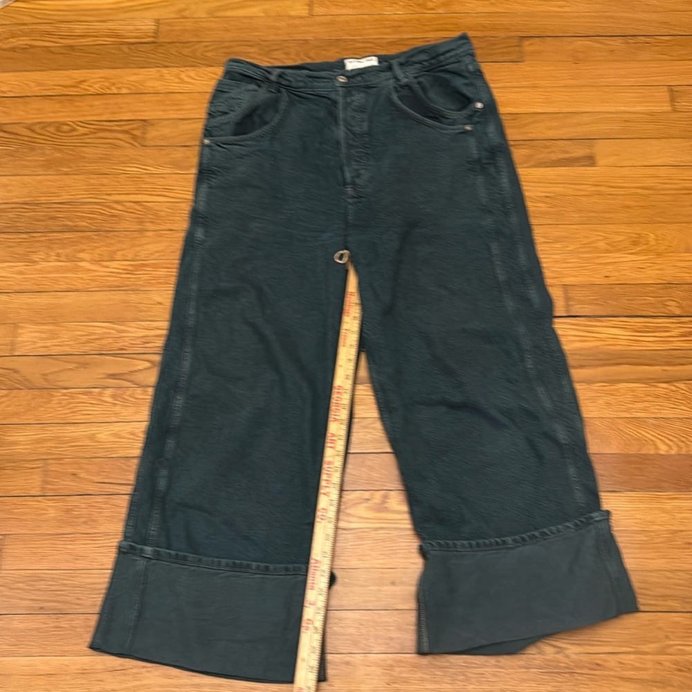 Free people, color washed, large cuffed jeans